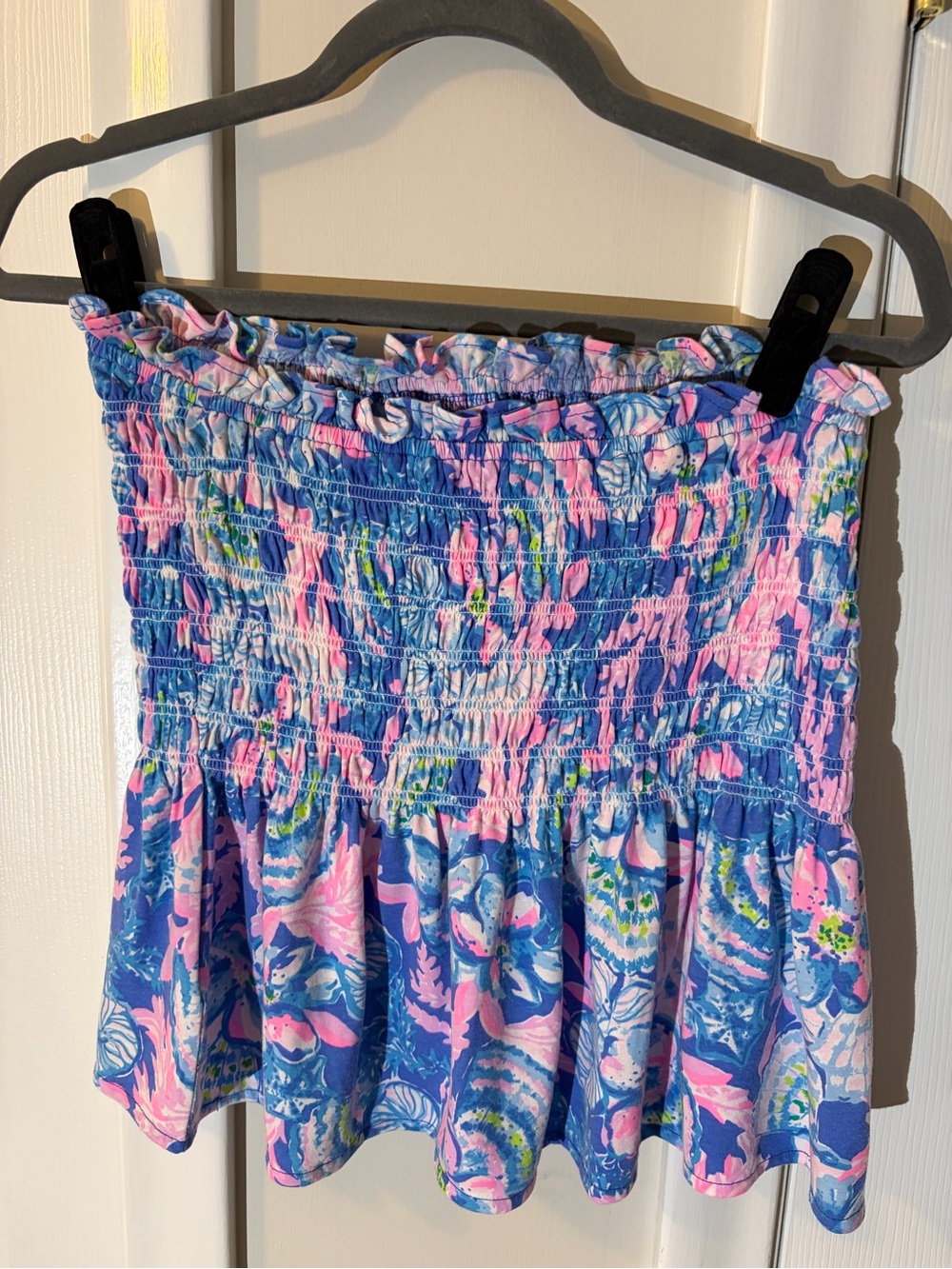 Lilly Pulitzer Jadis Tube Top Pink & Blue Tropical Print